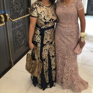 Elegant Black and Gold Paisley Dress